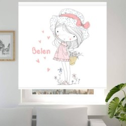  Estores infantiles niña personalizados. Estores infantiles niña dibujo Niña Cesta Flores