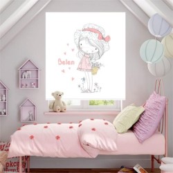 Estores infantiles niña personalizados. Estores infantiles niña dibujo Niña Cesta Flores