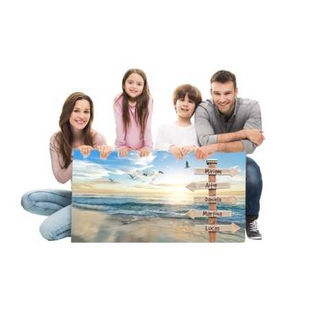 Cuadro Personalizable con nombre Playa 002- Cuadro personalizado familia- Regalos Personalizados Baratos