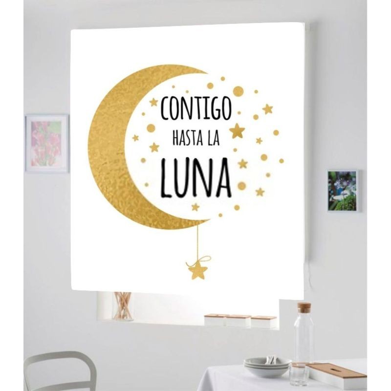 Estores Juveniles Frase Contigo Hasta La Luna Estores Juveniles Frase Contigo Hasta La Luna