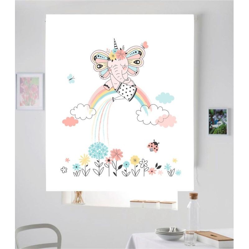 Estores Infantiles Elefante Unicornio 040 Estores Infantiles Elefante Unicornio 040