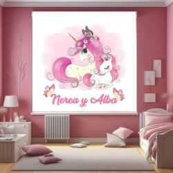 Estores Infantiles Personalizados Unicornio Hermanas- Estores Infantiles niña dibujo unicornio- Estor Infantil Barato