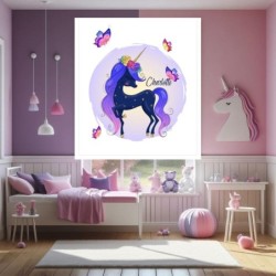 Estores Infantiles Niña Personalizados- Estores infantiles Unicornio Blue- Estro Infantil Barato