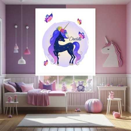 Estores Infantiles Niña Personalizados- Estores infantiles Unicornio Blue- Estro Infantil Barato