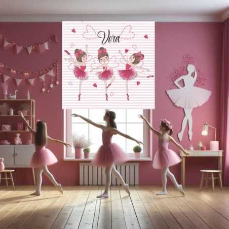 Estores Infantiles Niña Personalizados Bailarina 070- Estor Infantil Niña Rosa Dibujo Bailarina