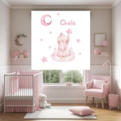 Estores Infantiles Niña Personalizados con nombre- Estor Infantil bebe rosa Estrellitas Osito More Dreams