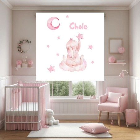 Estores Infantiles Niña Personalizados con nombre- Estor Infantil bebe rosa Estrellitas Osito More Dreams