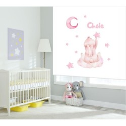  Estores Infantiles Niña Personalizados con nombre- Estor Infantil bebe rosa Estrellitas Osito More Dreams
