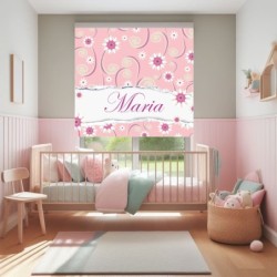  Estor Enrollable Infantil Personalizado- Diseño Floral 070 con Nombre - Luz Natural y Fácil Instalación  Estores Iroa