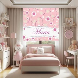  Estor Enrollable Infantil Personalizado- Diseño Floral 070 con Nombre - Luz Natural y Fácil Instalación  Estores Iroa