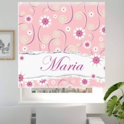  Estor Enrollable Infantil Personalizado- Diseño Floral 070 con Nombre - Luz Natural y Fácil Instalación  Estores Iroa