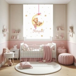 Estores Infantiles Niña Personalizados - Estor Infantil Estrellas Osita Luna - Estor habitacion infantil niña.