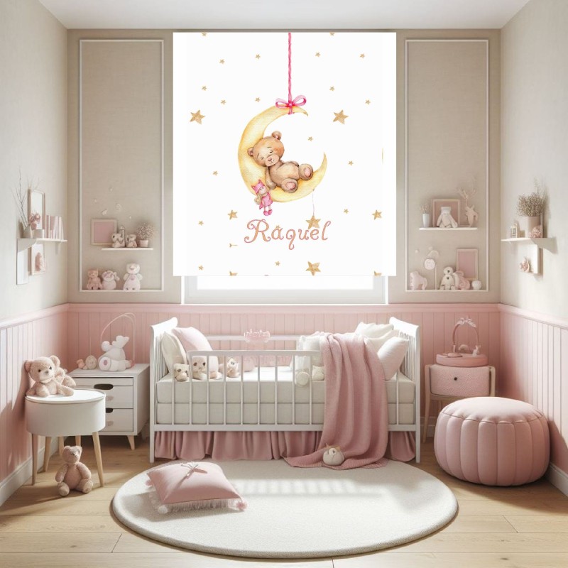 Estores Infantiles Niña Personalizados - Estor Infantil Estrellas Osita Luna - Estor habitacion infantil niña. Estores Infantiles Niña Personalizados - Estor Infantil Estrellas Osita Luna - Estor habitacion infantil niña.