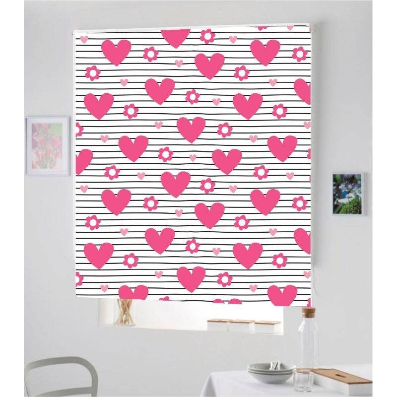 Estores Estampados Rayas y Corazones