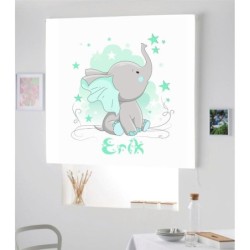  Estores Infantiles Niño Personalizados Elefante Erik - Estores Infantiles Bebe - Estores Infantiles Niño Azul Animales