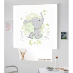  Estores Infantiles Niño Personalizados Elefante Erik - Estores Infantiles Bebe - Estores Infantiles Niño Azul Animales
