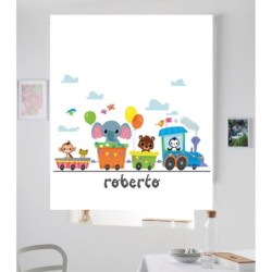  Estores Infantiles Personalizados Tren 001. Unisex- Estores habitación compartida.