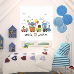  Estores Infantiles Personalizados Tren 001. Unisex- Estores habitación compartida.