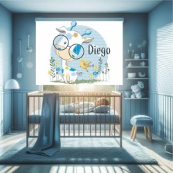 Estores Infantiles Personalizados Niño Jirafa 01- Estores infantiles Niño- Estores infantiles bebe azul