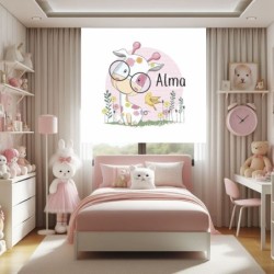 Estores Infantiles Personalizados Niña Jirafa 01- Estores Infantiles Niña- Estores Infantiles Cuarto Bebe Rosa