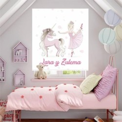  Estores Infantiles Niña Personalizados Bailarina y Unicornio - Estores Infantiles Unicornio- Estores Infantiles habitacion niña