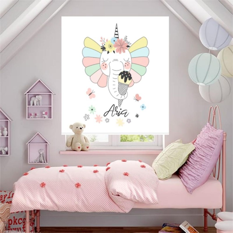 Estores Infantiles Personalizados Elefante Unicornio 02 Estores Infantiles Personalizados Elefante Unicornio 02