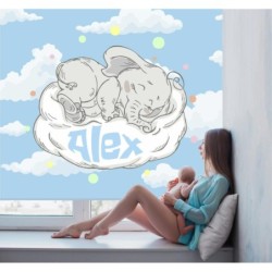 Estores Infantiles Personalizados Elefante Bebe Azul- Estor infantil niño bebe- Estores infantiles animales dibujo elefante.