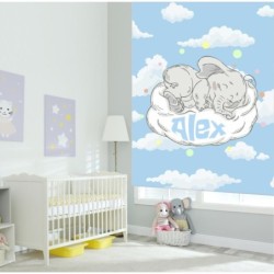  Estores Infantiles Personalizados Elefante Bebe Azul- Estor infantil niño bebe- Estores infantiles animales dibujo elefante.