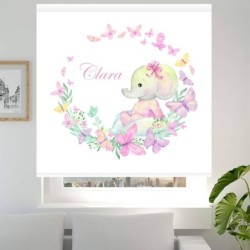  Estores Infantiles Personalizados Niña Elefante Clara- Estores Infantiles Niña- Estores Infantiles bebe