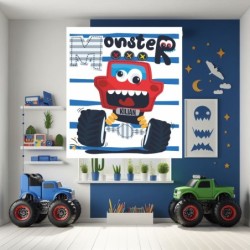 Estores Infantiles Personalizados Coches Monster- Estores Infantiles niño- Estor Infantil dibujo Coche Monster