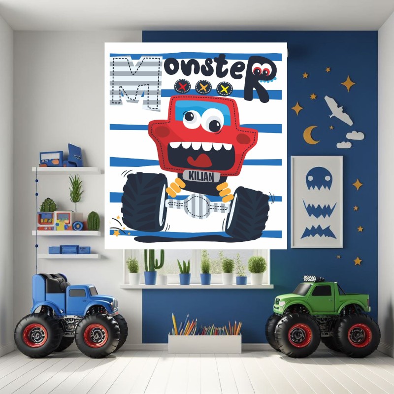 Estores Infantiles Personalizados Coches Monster- Estores Infantiles niño- Estor Infantil dibujo Coche Monster Estores Infantiles Personalizados Coches Monster- Estores Infantiles niño- Estor Infantil dibujo Coche Monster