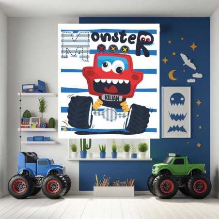 Estores Infantiles Personalizados Coches Monster- Estores Infantiles niño- Estor Infantil dibujo Coche Monster