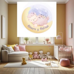 Estor Infantil con Diseño Ovejita Bebe Unisex Ideal Compartida Y Nombr Personalizado — Un diseño delicado y natural, para espaci