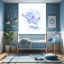 Estor Infantil con Diseño Animal Elefante Bebe Azul Bebe Cuarto B Personalizado — Un diseño dulce y divertido, para dulces sueño