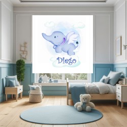 Estor Infantil con Diseño Animal Elefante Bebe Azul Bebe Cuarto B Personalizado — Un diseño dulce y divertido, para dulces sueño