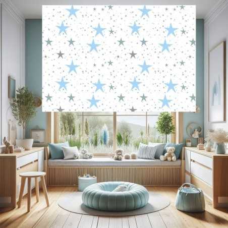 Estor Infantil con Diseño Enrollabl Estrella Cuarto Bebe De Estrella Azul Niño In — Un diseño encantador y divertido, para decor