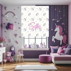Estor con Diseño Unicornio 005 Arcoiri Enrollabl Personalizado — Un diseño adorable y divertido, ideal para niñas que sueñan des