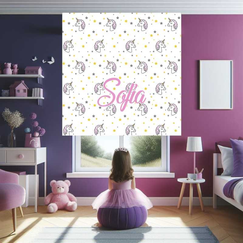 Estores Infantiles personalizados Estampados Unicornio 005- Estores infantiles NIña Arcoiris - Estores enrollables infantiles