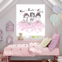 Estor Infantil con Diseño Bailarina 560 Hasta 3 Nombr Rosa Inf Personalizado — Un diseño soñador y divertido, para decorar habit