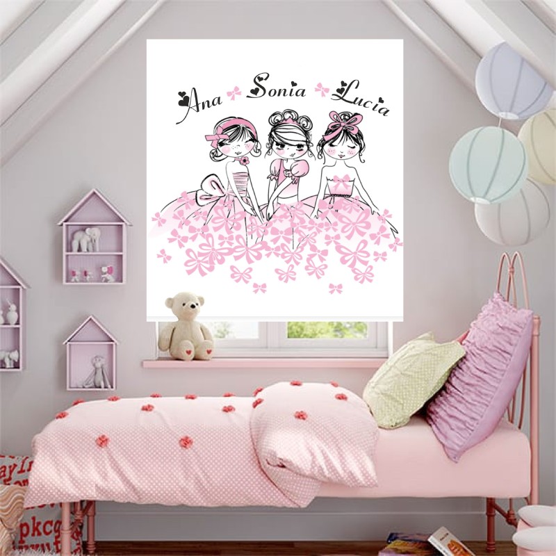 Estor Infantil con Diseño Bailarina 560 Hasta 3 Nombr Rosa Inf Personalizado — Un diseño soñador y divertido, para decorar habit Estor Infantil con Diseño Bailarina 560 Hasta 3 Nombr Rosa Inf Personalizado — Un diseño soñador y divertido, para decorar habit