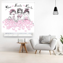 Estor Infantil con Diseño Bailarina 560 Hasta 3 Nombr Rosa Inf Personalizado — Un diseño soñador y divertido, para decorar habit