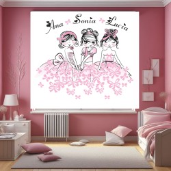 Estor Infantil con Diseño Bailarina 560 Hasta 3 Nombr Rosa Inf Personalizado — Un diseño soñador y divertido, para decorar habit