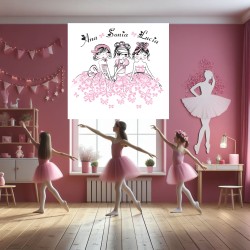 Estor Infantil con Diseño Bailarina 560 Hasta 3 Nombr Rosa Inf Personalizado — Un diseño soñador y divertido, para decorar habit