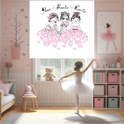 Estor Infantil con Diseño Bailarina 560 Hasta 3 Nombr Rosa Inf Personalizado — Un diseño soñador y divertido, para decorar habit
