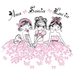 Estor Infantil con Diseño Bailarina 560 Hasta 3 Nombr Rosa Inf Personalizado — Un diseño soñador y divertido, para decorar habit