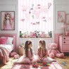 Estor con Diseño Mapa Mundi Raya Rosa Mapa Mundi — Un diseño moderno, para niñas con gran imaginación