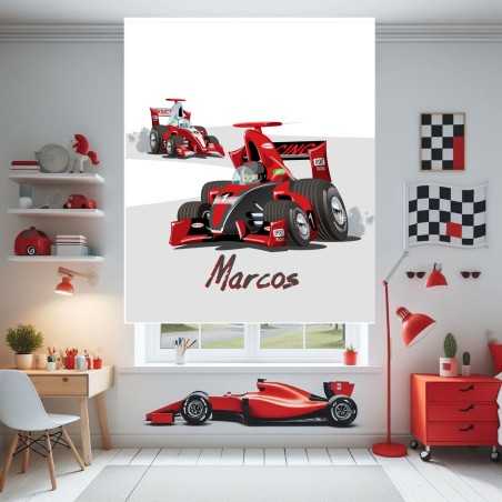 Estores Infantiles Niño Personalizados Coche Formula Uno- 001- Estor enrollable estampado coche Formula Uno- Estor infantil p