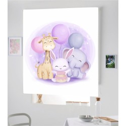 Estor con Diseño De Jirafa Y Elefante Ideal Habitacion Compartida De Her Personalizado — Un diseño exclusivo, para un toque deco