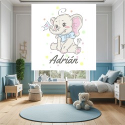 Estor con Diseño Elefante 002 Personalizado — Un diseño elegante, para niños llenos de creatividad