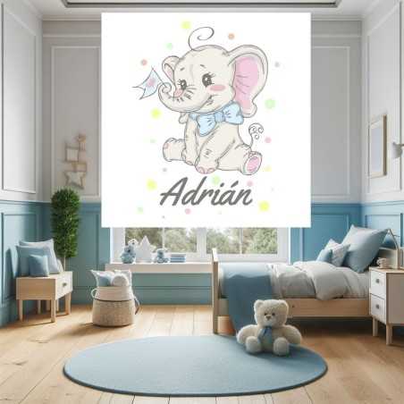 Estor con Diseño Elefante 002 Personalizado — Un diseño elegante, para niños llenos de creatividad